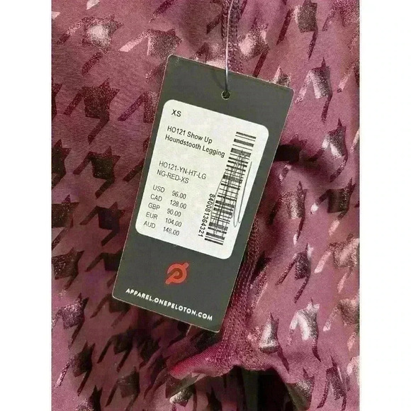 NWT Peloton Women's XS Show Up Houndstooth Leggings Purple Metallic High Rise - Picture 7 of 8